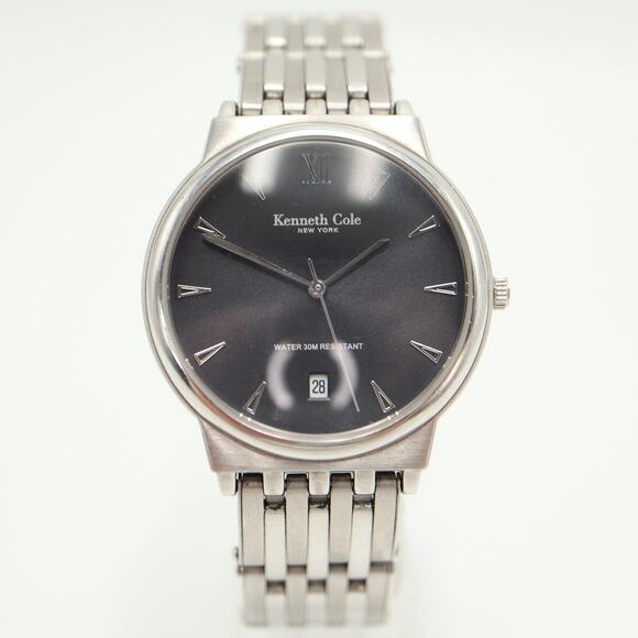 Kenneth Cole Mens 35mm Classic Date Dress Watch Stainless Steel w New Battery - Picture 6 of 16